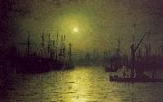 Atkinson Grimshaw Nightfall Down the Thames oil